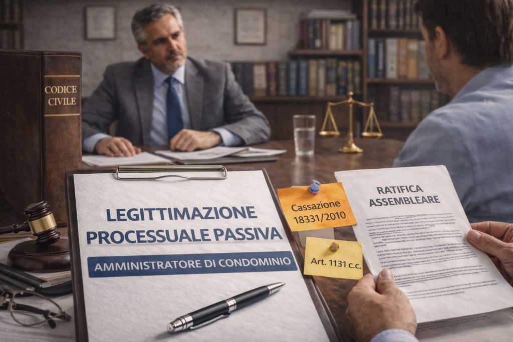 Legittimazione processuale passiva dell’amministratore di condominio con riferimento all’art. 1131 c.c. e ratifica assembleare